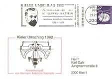 Kreiselkompass Anschütz Sonderstempel Kieler Umschlag 1992