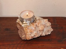 Kerzenständer 925 Silber Quarz Kristall Stufe Leuchter Kerzenhalter f. Teelicht