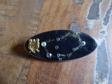 Handgefertigte Brosche, Horoskop Zwillinge, Fimo, schwarz, golden, neu