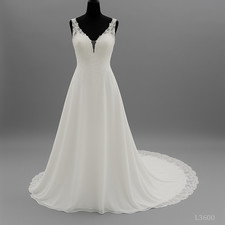 HBH Brautmode I Brautkleid A-Linie mit Raffung Chiffon Einzelstück Gr.40,46,50