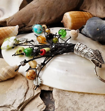 Design Schlüsselanhänger Antiksilber Schlange Kobra Steine Holz Glas Totenkopf