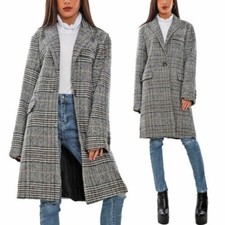 Damen Midi Einreihiger Mantel Winter Kariert Jacke TOOCOOL VI-1125