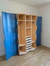 Designerschrank gewellt blau Massivholz Unikat handgefertigt Meisterstück Birke 