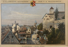 Farbradierung nuremberg chateau imperial Nürnberg Burg im Rahmen aus Nachlass