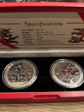 Palau LUNAR 2012 2x 1 OZ Silber DRACHE PP farbig in BOX Silbermünzen coloured