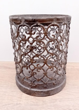 Kerzenständer, Laterne Metall, Windlicht, rund, eisengrau, Höhe 12,2 cm