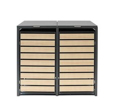 Mülltonnenbox Mülltonnenverkleidung Müllbox Mülltonnenhaus 2er 240L Holz B-Ware