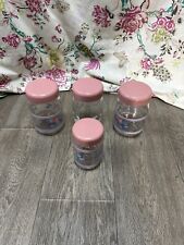 4 Gläser mit Blumen & Gänsen