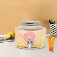 Getränkespender Wasserspender Glas Zapfhahnflasche mit Zapfhahn und Deckel 2.8L