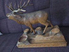 Holzfigur, Hirsch, Figur, geschnitzt, Ablage Schreibtisch,  Geweih abnehmbar  