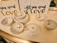 Herbstliches Teegeschirr, 5 Tassen, 5 Untertassen Kronester Arzberg Bavaria