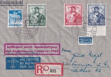 BRD Einschreiben 1949 Luftpostbrief Exportmesse Hannover komp. Satz 103 104 105
