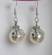 Edle Ohrringe Weihnachten Perle mit Sterne und Strass Goldfarben Silber Geschenk