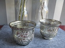 "Hammerteil" Set 2x Vintage Bauernsilber Dekoglas Kerzenglas Wintermotive TOP