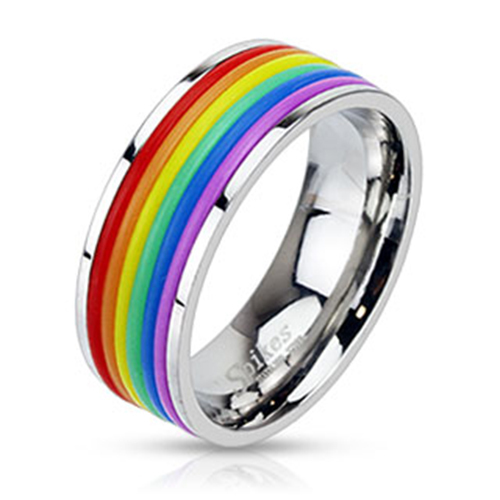 Rainbow ring edelstahl gummi - rainbow,