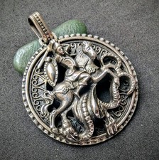 Vintage Anhänger 925 Silber BAS heiliger Georg Drachentöter Tracht