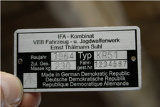 Typenschild für Simson KR51 Schwalbe Bj 1964 Typenschild beschriftet / gestanzt