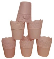 6 x Blumentopf rosa, Oben Mit