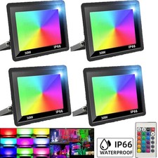 4 Stück LED Fluter Außen Strahler Mit Fernbedienung Scheinwerfer Flutlicht RGB