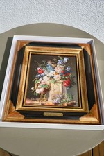 Porzellan Bild Platte, Gemälde, "Corbeille de fleurs", Manufaktur Plaue, 2006