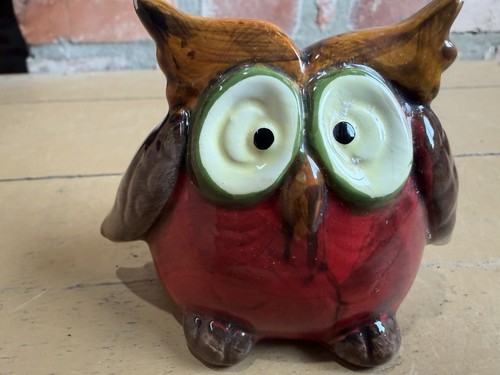 Keramik eule figur rot - keramik,