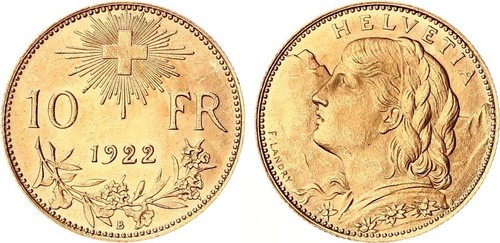 Schweiz franken gold - 10,
