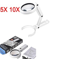 5X 10X Lupe mit 8 LED Licht Desktop Stand Leselupe Vergrößerung Arbeitslupe·