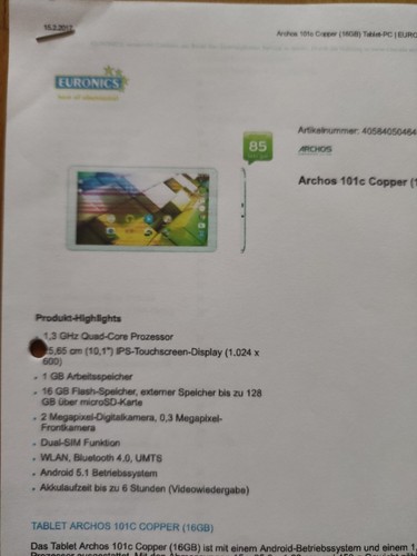 Archos 101c copper - 101c, tablet