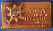 ADMV Plakette,  Admv der DDR Touristik 1972-1973, 10cm x 5,5cm Kupfer Motorsport