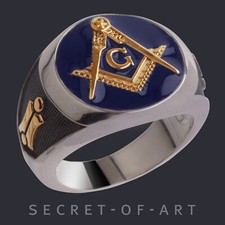 Freimaurer Ring Masonic Blue