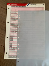 HONDA RVF 750 R RC45 1994 Original Werkstatt-Datenblatt und Serviceplan