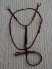 Martingal rundgenäht + Elastik, london natur hellbraun  Messing Warmblut verstel