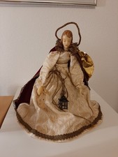 antiker schöner Rauschgoldengel mit Wachskopf Samt-und Brokatkleid 60ziger Jahr