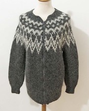 Island Norweger Strickjacke Grösse L Herren Schurwolle Handarbeit P943