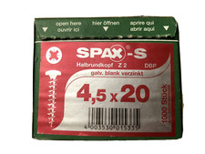 ABC Spax-Schrauben Orig. 4,5 x 20, Halbrundkopf,galv. blank verzinkt, 1000Stück
