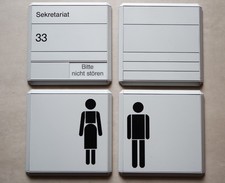 4x Türschild Toilette Aluminium Design Funktionsschild Damen Herren Sekretariat