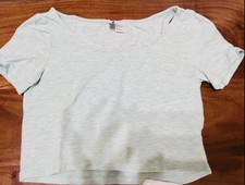 Damen Crop Top Shirt Basic H&M