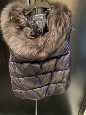 Duvetica Daunenweste schwarz braun  Kapuze mit echtem Fellbesatz diese abnehmbar