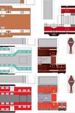 Bastelbögen Doppelstockwagen BR143/243/118 div. Farbvarianten Papiermodell DB DR