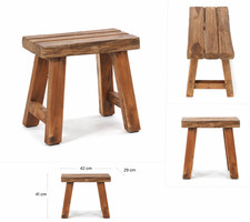 VINTAGE HOLZ HOCKER RUSTIC