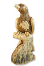 Adler Skulptur Vogel Statue Deko Schnitzerei Akazie Massiv Holz Tiere Handarbeit