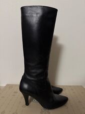 DUO Boots Damen Stiefel Leder Gr. 37, Schwarz Engschaft 34cm