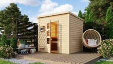 Saunahaus Gartensauna Pepe 2 aus 38mm mit Bio-Saunaofen & Steuerung Karibu