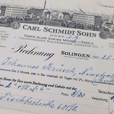Rechnung Carl Schmidt Sohn AG - Solingen 1926, Scheeren Rasiermesser, Briefbogen