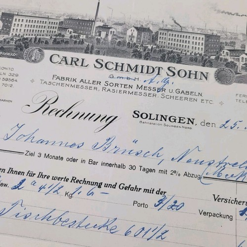 Rechnung carl schmidt - sohn, ag