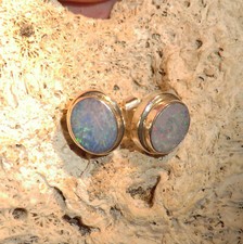 OPAL Ohrstecker OHRSCHMUCK Silber 925 10mm x 8,5mm OPAL DUBLETTE BEHANDELT OS1