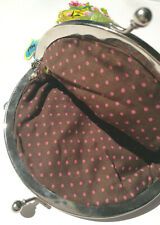 Gedbeutel Brieftasche Clutch Bijoya Taj Wood Hippie Blumen Flower flieder Samt