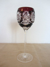 Weinglas, Römer-Glas Weinpokal Kristallglas Schleuderstern, Überfang rot-braun