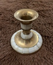 Vintage Candle Holder Mother of Pearls / Brass Handmade 