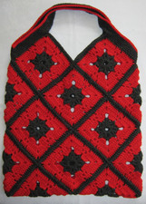 NEU + Unikat! Tasche - Granny Square - Handarbeit - Gehäkelt – Rot - Grau